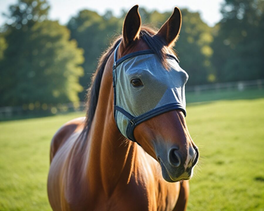 Como acostumar cavalos ao uso de máscaras contra moscas